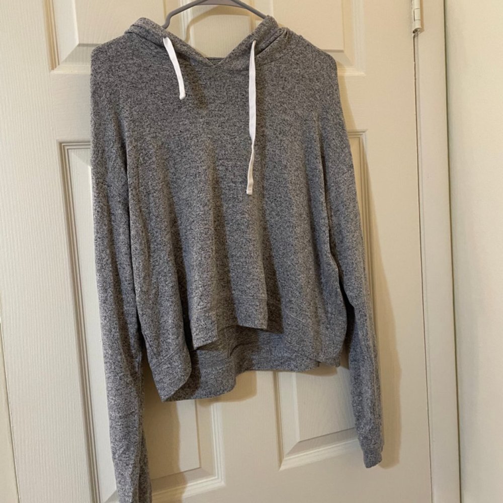 Grey Crop Top Hoodie
